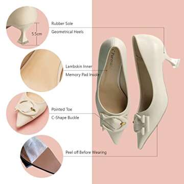 C.Paravano Low Heels for Women I White Low Heels I White Pumps I Women's Pumps I Kitten Heels for Women I White Heels I Womens Short Heels I White Kitten Heels(Size 8.5)