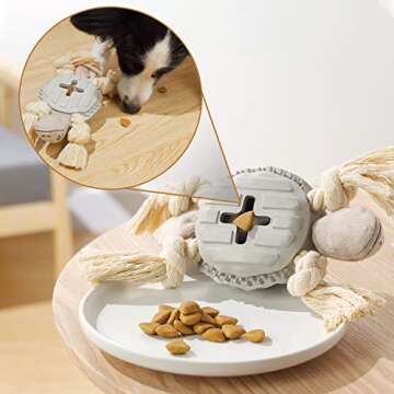 Sedioso Dog Turtle Toy, Dog Toy for Aggressive Chewer Large Breed, Food Dispensing Dog Puzzle Toy, Multifunctional Rubber Dog Chew Toy for Middle, Large Dogs (Grey)