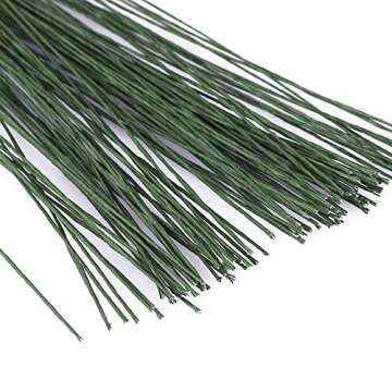 LoveBB 18 & 26 Gauge Floral Wire Dark Green, 14 Inch Flower Stems,160 Pcs