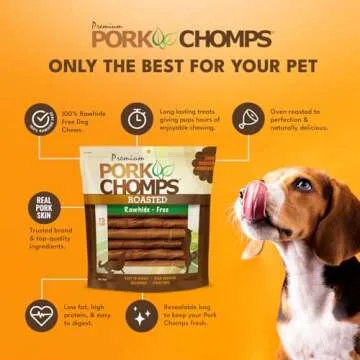 Pork Chomps Roasted Pork Skin Dog Chews, 6-inch Twists, 15 Count