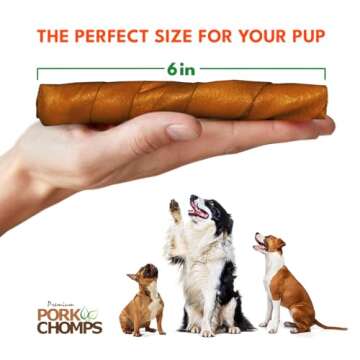 Pork Chomps Roasted Pork Skin Dog Chews, 6-inch Twists, 15 Count