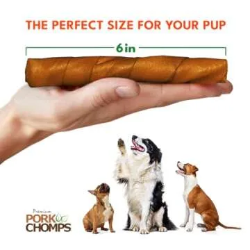 Pork Chomps Roasted Pork Skin Dog Chews, 6-inch Twists, 15 Count