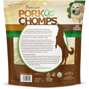 Pork Chomps Roasted Pork Skin Dog Chews, 6-inch Twists, 15 Count