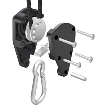 iPower GLROPEX2 2-Pair 1/8 Inch 8-Feet Long Heavy Duty Adjustable Rope Clip Hanger (150lbs Weight Capacity) Reinforced Metal, 2 Pairs, Black