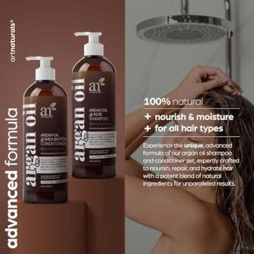 Argan Oil Shampoo and Conditioner Set - Sulfate-Free Formula with Nourishing Moroccan Oil and Kerati...