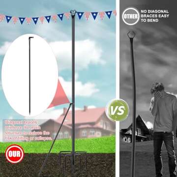 XDW-GIFTS String Light Pole - Steel Poles for Outdoor String Lights Hanging, Garden, Backyard, Patio...