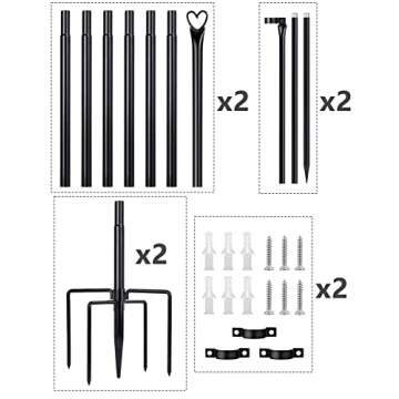 XDW-GIFTS String Light Pole - Steel Poles for Outdoor String Lights Hanging, Garden, Backyard, Patio Lighting Stand for Parties, Christmas, Wedding, 2 Pack