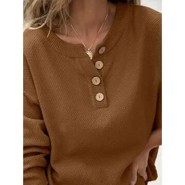 ANRABESS Women 2 Piece Outfits Oversized Loose Waffle Knit Sweater Set 2024 Fall Trendy Matching Lounge Sets Cozy Clothes brown Medium