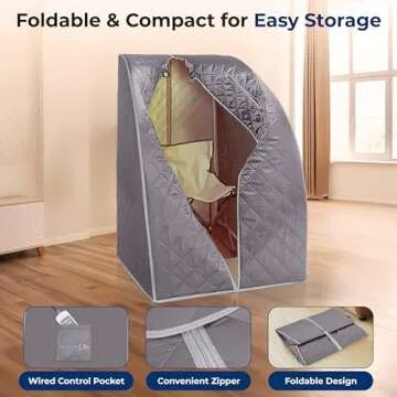 SereneLife Portable Sauna for Home, Infrared Sauna Tent with Heated Foot Pad and Folding Chair, Compact Personal Rejuvenation Sauna, Remote Control In-Home Spa, 38" x 32” - (Gray)