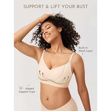 MELIWOO Women's Wireless Bras Comfortable Bralette No Underwire Seamless Bra Invisible Padded Suppor...