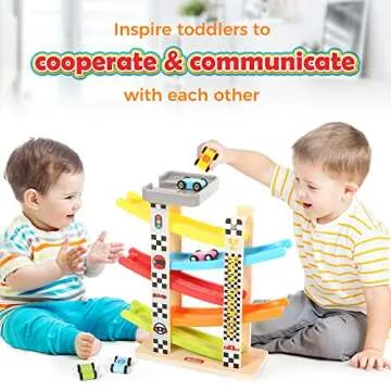 Belleur Montessori Wooden Car Ramp Toy for Toddlers