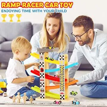 Belleur Montessori Wooden Car Ramp Toy for Toddlers