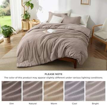 Bedsure King Size Comforter Set - Khaki King Comforter Set, Soft Bedding for All Seasons, Cationic Dyed Bedding Set, 3 Pieces, 1 Comforter (104"x90") and 2 Pillow Shams (20"x36"+2")