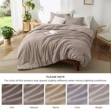 Bedsure King Size Comforter Set - Khaki King Comforter Set, Soft Bedding for All Seasons, Cationic Dyed Bedding Set, 3 Pieces, 1 Comforter (104"x90") and 2 Pillow Shams (20"x36"+2")