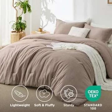 Bedsure King Size Comforter Set - Khaki King Comforter Set, Soft Bedding for All Seasons, Cationic Dyed Bedding Set, 3 Pieces, 1 Comforter (104"x90") and 2 Pillow Shams (20"x36"+2")