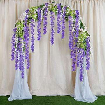 6 Pack 3.75 Feet/Piece Artificial Fake Wisteria Vine Ratta Hanging Garland Silk Flowers String Home ...