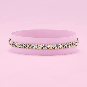 Ross-Simons Sterling Silver Byzantine Bracelet with Gold Stations