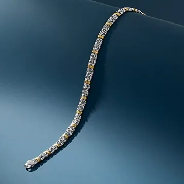 Ross-Simons Sterling Silver Byzantine Bracelet with Gold Stations