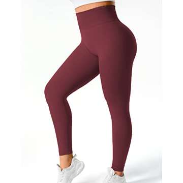 YEOREO Women's Scrunch Booty Lifting Workout Leggings Seamless High Waisted Butt Yoga Pants Slimming Tights Wine M