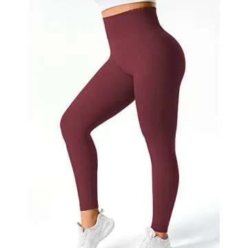YEOREO Women's Scrunch Booty Lifting Workout Leggings Seamless High Waisted Butt Yoga Pants Slimming Tights Wine M