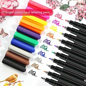 Piochoo Calligraphy Pens Set - 10 Refill Brush Markers for Art Lovers