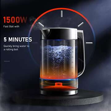 Electric Kettle with Temperature Control and 1500W Fast Boil