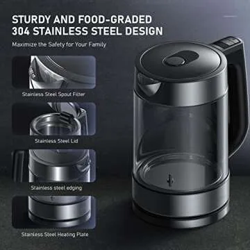Electric Kettle with Temperature Control and 1500W Fast Boil
