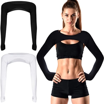 Janmercy Women's Long Sleeve Crop Tops 2 Pack - Stylish Activewear