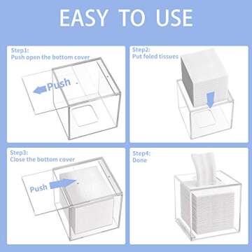 HIIMIEI Acrylic Tissue Box Cover 5.4x5.4x5.4'' Clear Tissue Holder Napkin Dispenser for Home Office Restaurant-Clear