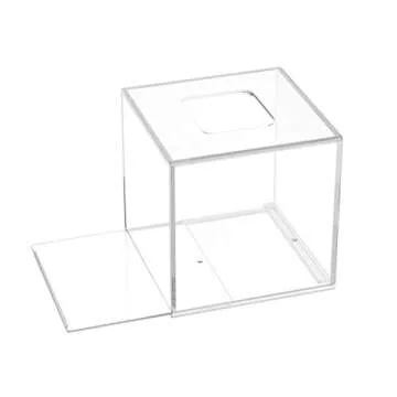 HIIMIEI Acrylic Tissue Box Cover 5.4x5.4x5.4'' Clear Tissue Holder Napkin Dispenser for Home Office Restaurant-Clear
