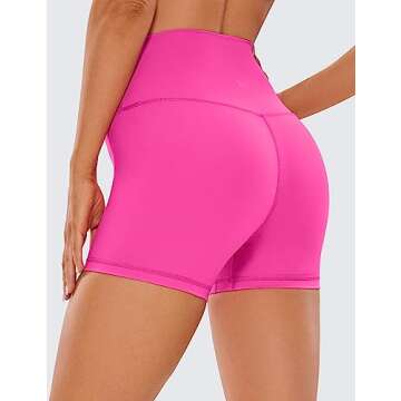 CRZ YOGA Women's Naked Feeling Biker Shorts - 4 Inches High Waist Yoga Workout Running Gym Spandex H...