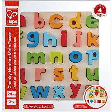 Vibrant Wooden ABC Puzzle for Toddlers - Hape Learning Toy