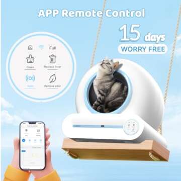 Self Cleaning Cat Litter Box, 2024 Upgraded Automatic Litter Box Self Cleaning with App Control, Smart Deodorizing Litter Box, 65L+9L Large Capacity for Multiple Cats-2.4Ghz Only,Kitty Litter Box