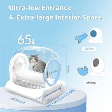 Self Cleaning Cat Litter Box, 2024 Upgraded Automatic Litter Box Self Cleaning with App Control, Smart Deodorizing Litter Box, 65L+9L Large Capacity for Multiple Cats-2.4Ghz Only,Kitty Litter Box
