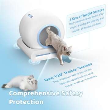 Self Cleaning Cat Litter Box, 2024 Upgraded Automatic Litter Box Self Cleaning with App Control, Smart Deodorizing Litter Box, 65L+9L Large Capacity for Multiple Cats-2.4Ghz Only,Kitty Litter Box