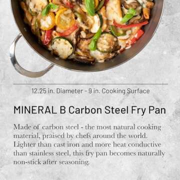 de Buyer MINERAL B Carbon Steel Fry Pan - 12.5” - Ideal for Searing, Sauteing & Reheating - Naturally Nonstick - Made in France