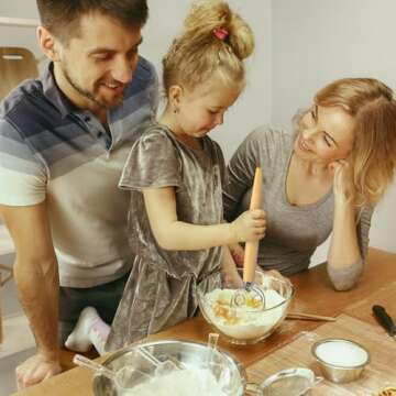 Danish Dough Whisk Two Eyes – Stainless Steel Sourdough Bread Whisk with Non-Slip Wooden Handle – Dough Whisk Baking Supplies for Bread, Pizza, Pastries – Food-Grade and Dishwasher Safe