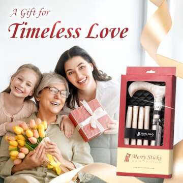 Merry Sticks Elegant Foldable Walking Canes for Men & Women - Adjustable Cane in Cream Flowers