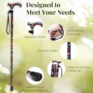 Merry Sticks Lightweight Foldable Walking Canes for Stylish Support