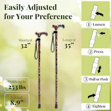 Merry Sticks Lightweight Foldable Walking Canes for Stylish Support