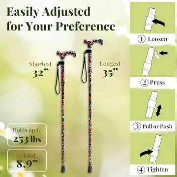 Merry Sticks Lightweight Foldable Walking Canes for Stylish Support