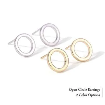 Aobei Pearl 18K Gold Circle Stud Earrings 10MM Small Round Hoop Post Stud for Women Minimalist Jewelry Unisex