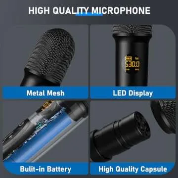 Wireless Karaoke Microphone System - Dual Rechargeable Mics