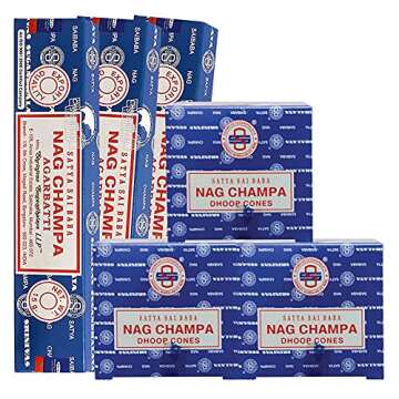 Nag Champa Incense Sticks and Nagchampa Incense Cone Variety Pack Bundle Insence-Sticks Insence Insense Insiensos