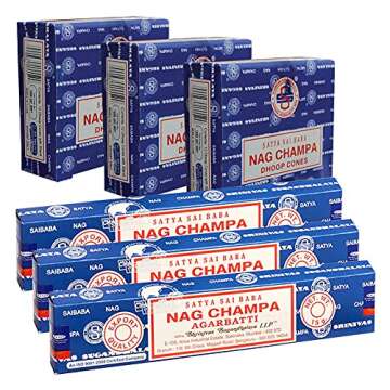 Nag Champa Incense Sticks and Nagchampa Incense Cone Variety Pack Bundle Insence-Sticks Insence Insense Insiensos