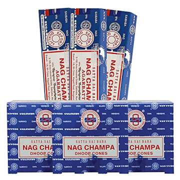 Nag Champa Incense Sticks and Nagchampa Incense Cone Variety Pack Bundle Insence-Sticks Insence Insense Insiensos