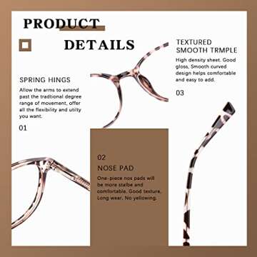 FONHCOO Blue Light Blocking Glasses Women Men Computer Eyeglasses,TR90 Fashion Round Transparent Anti Blue Light Glasses with Anti Eyestrain & UV Glare for Gaming & Reading (Tortoise)