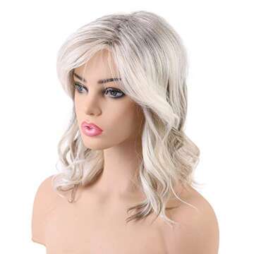 Emmor Long Blonde Human Hair Wigs for Women ,Natural Hair Blend With Healthy Kanekalon Fiber Curly Wig With Highlight , Daily Use /Lightweight/ Breathable