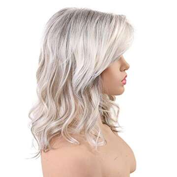 Emmor Long Blonde Human Hair Wigs for Women ,Natural Hair Blend With Healthy Kanekalon Fiber Curly Wig With Highlight , Daily Use /Lightweight/ Breathable