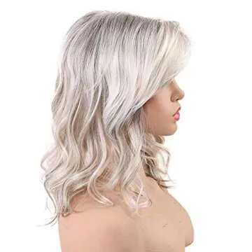 Emmor Long Blonde Human Hair Wigs for Women ,Natural Hair Blend With Healthy Kanekalon Fiber Curly Wig With Highlight , Daily Use /Lightweight/ Breathable